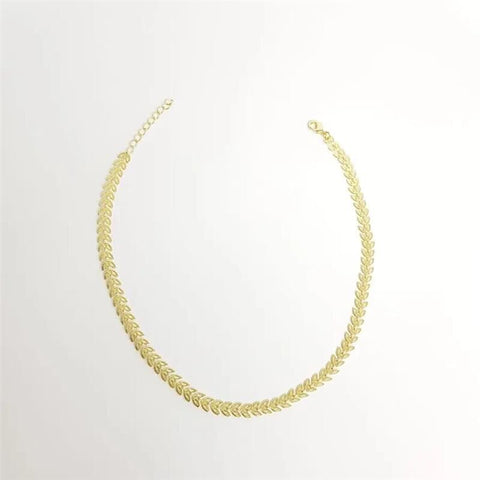 Choker Elos em Folhas Lisas e Vazadas