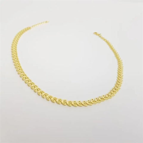 Choker Elos em Folhas Lisas e Vazadas
