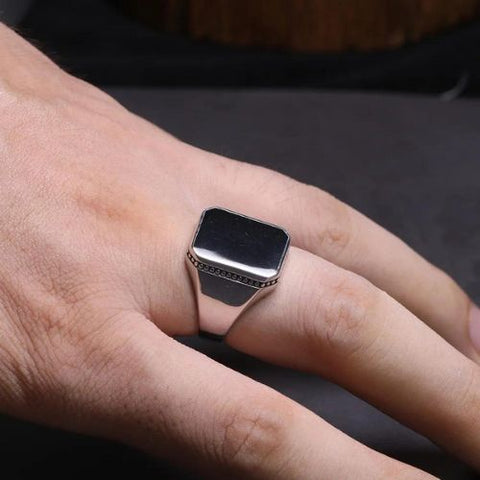 Anel de Prata Masculino Black Square - Divino Royal