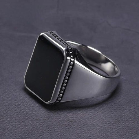 Anel de Prata Masculino Black Square - Divino Royal