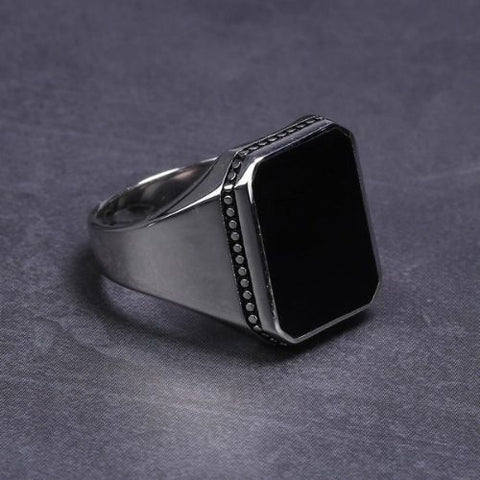 Anel de Prata Masculino Black Square - Divino Royal