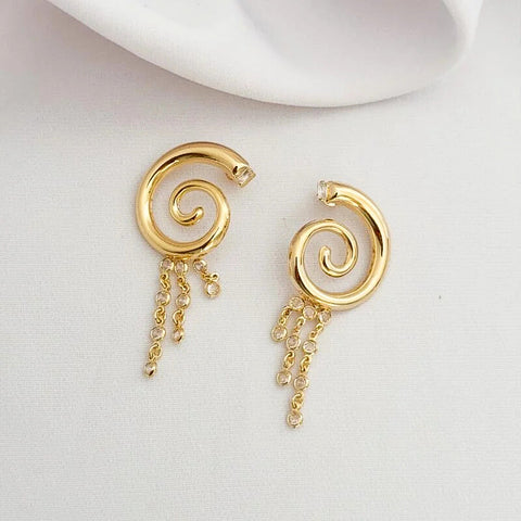 Brincos Caracol com Zircônias Penduradas