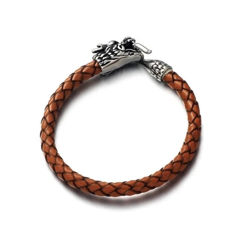 Pulseira de Couro Dragon