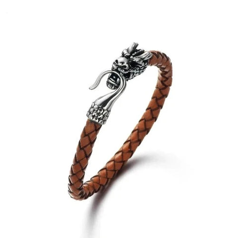 Pulseira de Couro Dragon