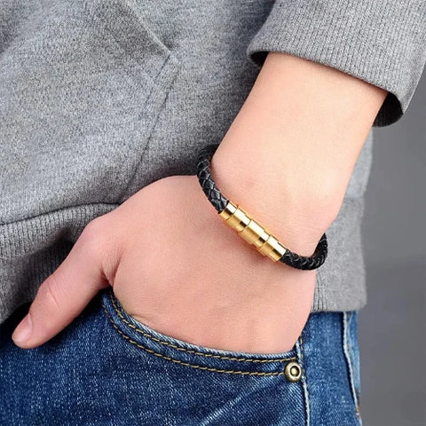 Pulseira de Couro Trançado Fusion - Divino Royal