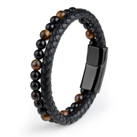 Pulseira de Couro Olho de Tigre - Divino Royal