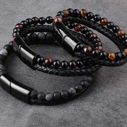 Pulseira de Couro Olho de Tigre - Divino Royal