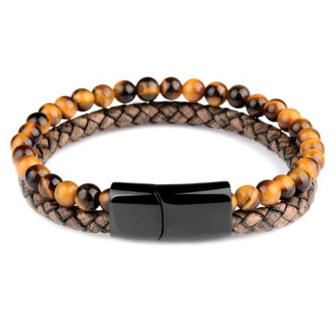 Pulseira de Couro Olho de Tigre - Divino Royal
