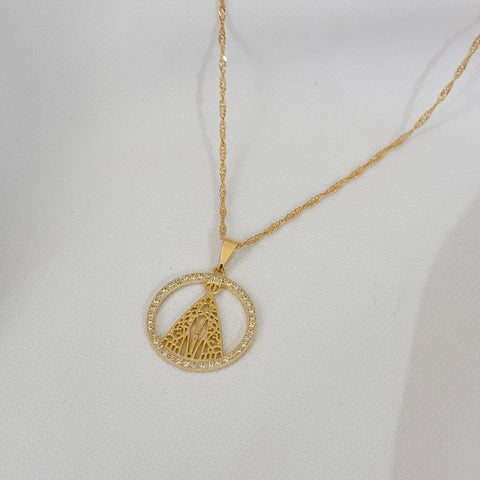 Colar Nossa Senhora Aparecida com Zircônia